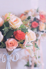 soft focus of sweet color artificial flower bouquet