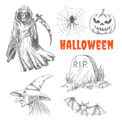 Sketched characters for Halloween decoration