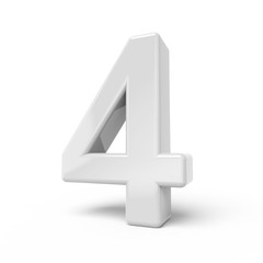 Obraz premium 3D rendering white number 4