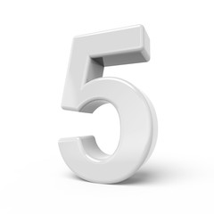 3D rendering white number 5