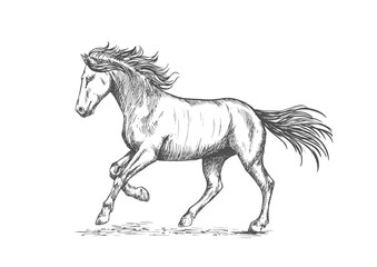 Prancing horse with stmping hoof portrait