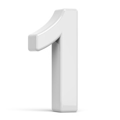 3D rendering white number 1