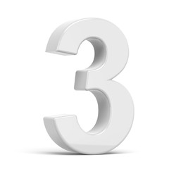 3D rendering white number 3
