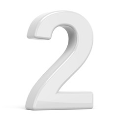 Naklejka premium 3D rendering white number 2