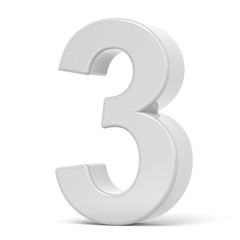 3D rendering white number 3