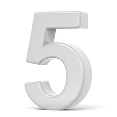 3D rendering white number 5
