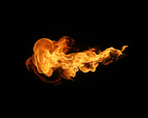 Fire flames collection isolated on black background