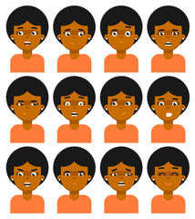 Female face emotional icon isolated on white background vector illustration