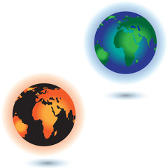 Global warming. This earth irradiation concept is an awesome depiction a worldwide energy disaster. Elements of this image furnished by NASA.Vector Illustration EPS10.