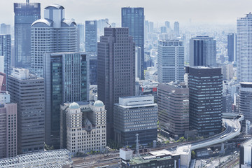 Skyline of Osaka city, Japan