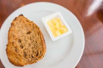 Toast bread in a white plate  .