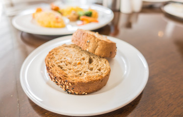 Toast bread in a white plate  .