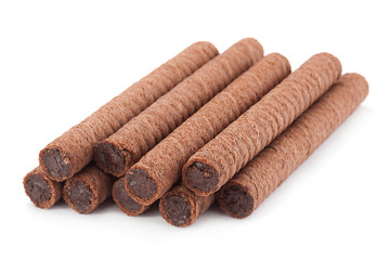 Sweet chocolate round stick wafers