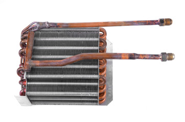 Car condenser radiator isolated on white background. Radiator to