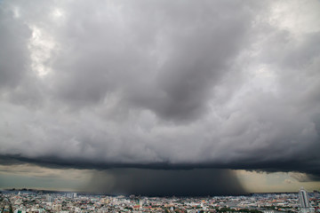 Dramatic Dark cloud in rainy stormy day