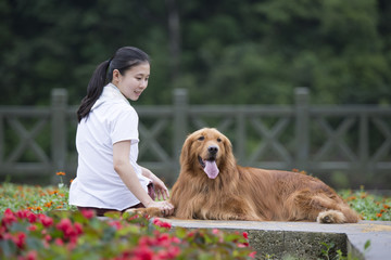 Lovely girl and her dog