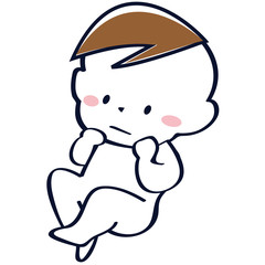 Obraz premium 不満そうな男の子の赤ちゃん