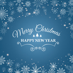 E-card for Happy New Year and Merry Christmas. Vector illustration.