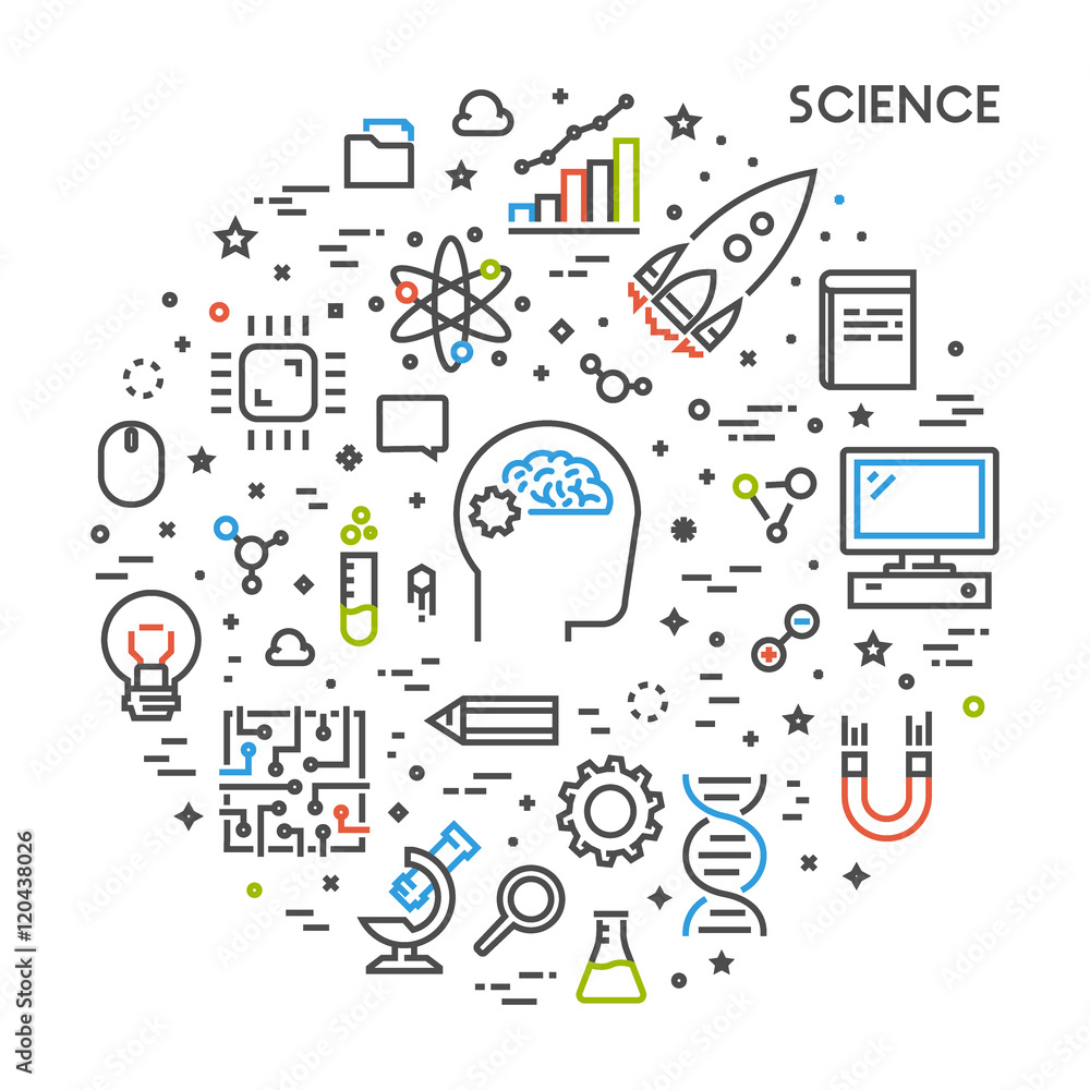 Poster vector line web concept for science