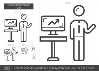 Global presentation line icon.