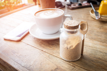 Brown sugar with coffee cup