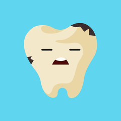 Vector cartoon sick tooth.