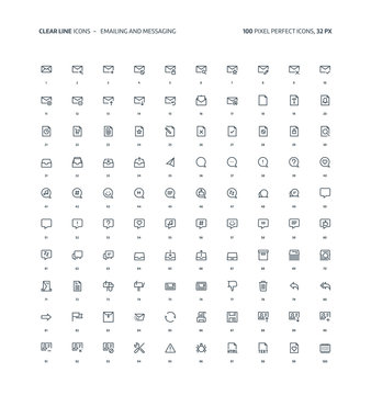 Emaling and messaging ,clear line icons