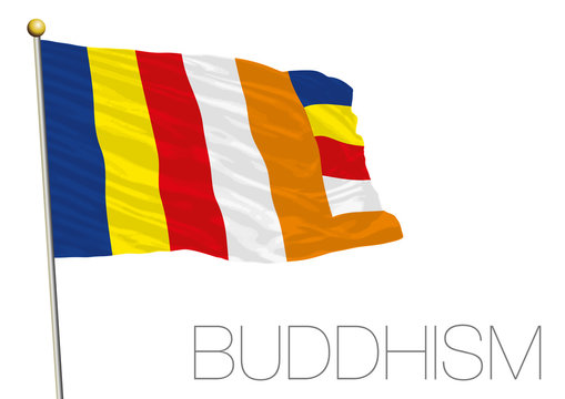 buddhist flag in the wind