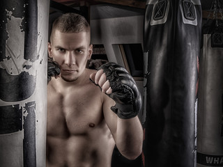 mma fighter in gloves