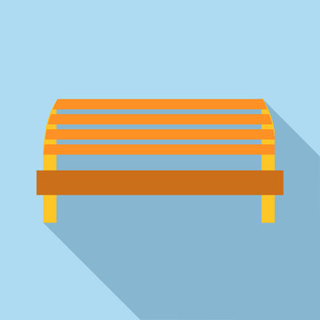 Kids playground bench icon in flat style isolated with long shadow vector illustration