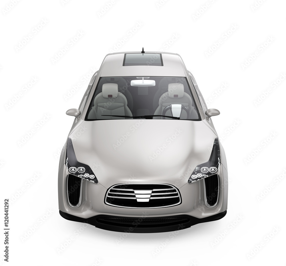 Aufkleber front view of electric suv concept car isolated on white background. 3d rendering image with clippin