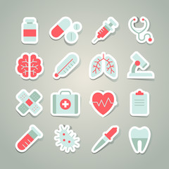 Set of cute vector medical stickers
