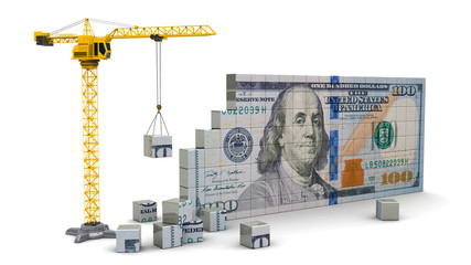 crane with dollars