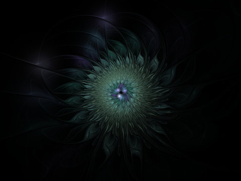 Abstract green and purple dark fractal