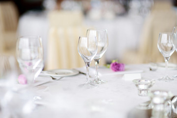 Beautiful table set for some festive event, party or wedding