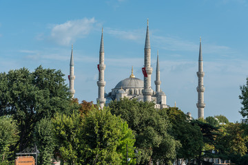 Fototapeta na wymiar Exterior of the Sultanahmet Mosque (Blue Mosque) in Istanbul, Turkey