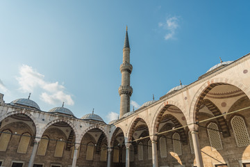 Fototapeta na wymiar Yard of the Sultanahmet Mosque (Blue Mosque) in Istanbul, Turkey