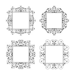 Vintage style lacy square frames collection. Decorative frame set for your design for any holiday 