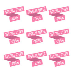 Set of discount labels, vector illustration.