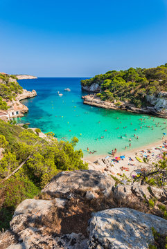 Beautiful view to the coast beach of Cala Llombards Majorca Spain