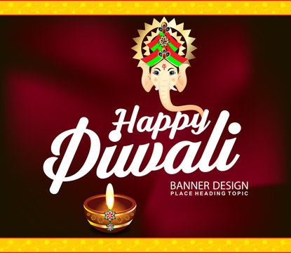 happy diwali celebration background with lord ganesha