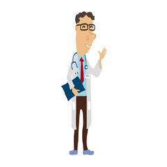 Cartoon Medical Man with Glasses. Vector