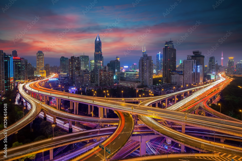 Wall mural shanghai elevated road junction