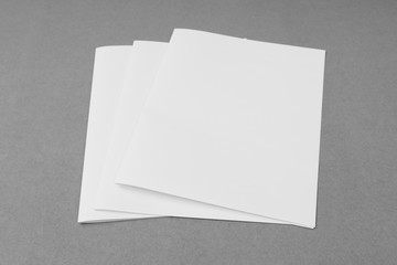 Bifold white template paper on gray  background .