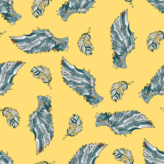 Seamless pattern with angel wings.