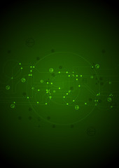 Dark green tech circuit board background with arrows