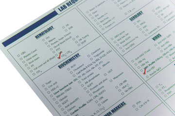 Obraz premium Blood requisition for blood sample tube in laboratory