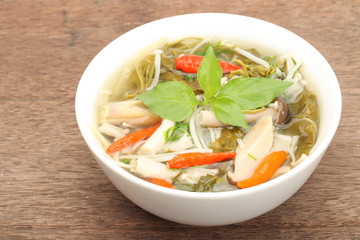 Mushroom soup, a delicious dish for a typical Northeast of Thail