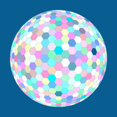 Colored ball. Blue background. Vector illustration. Eps10.