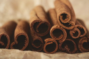 cinnamon sticks close-up horizontal